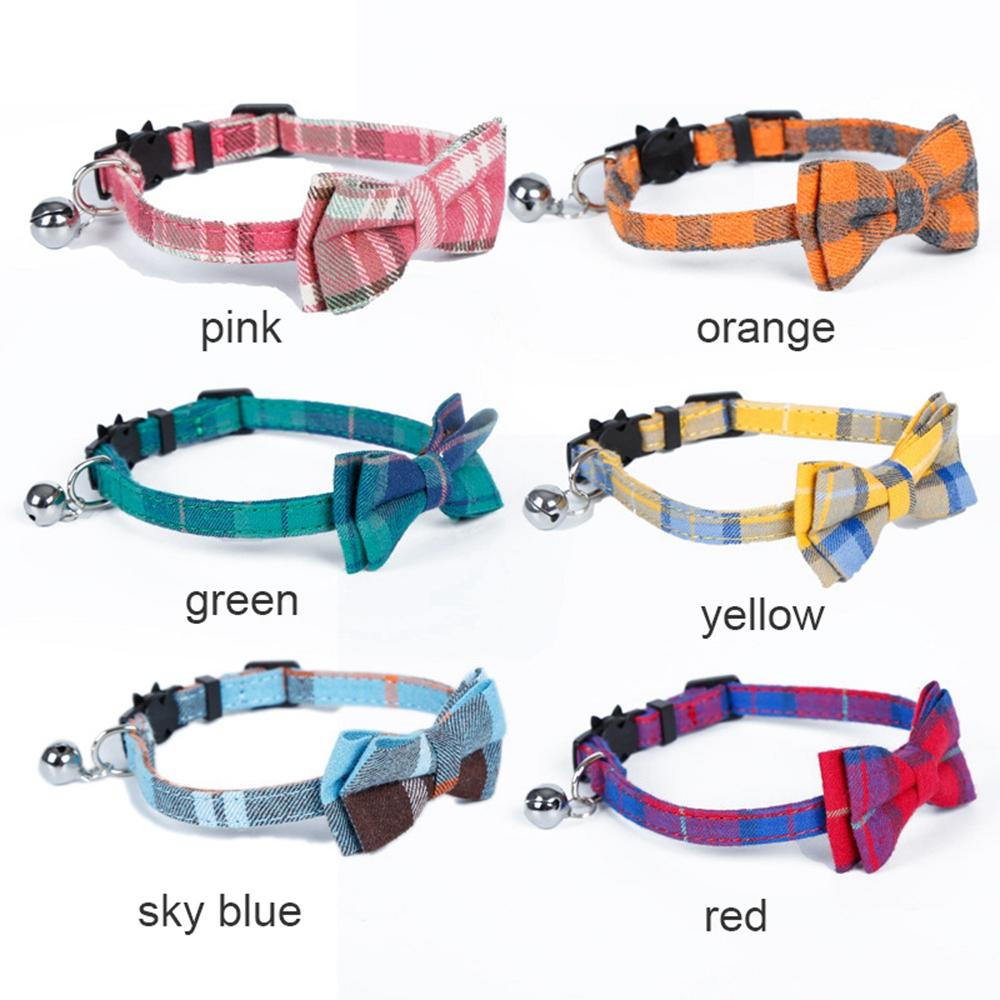 Vòng Cổ Cotton Kẻ Sọc Gắn Chuông Nhỏ An Toàn Dành Cho Chó Chihuahua