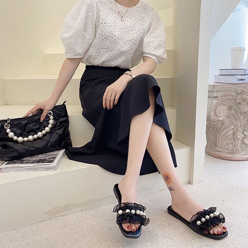 Dép Nữ Đế Bằng Hở Ngón Thời Trang Phong Cách Hàn Quốc Cá Tính