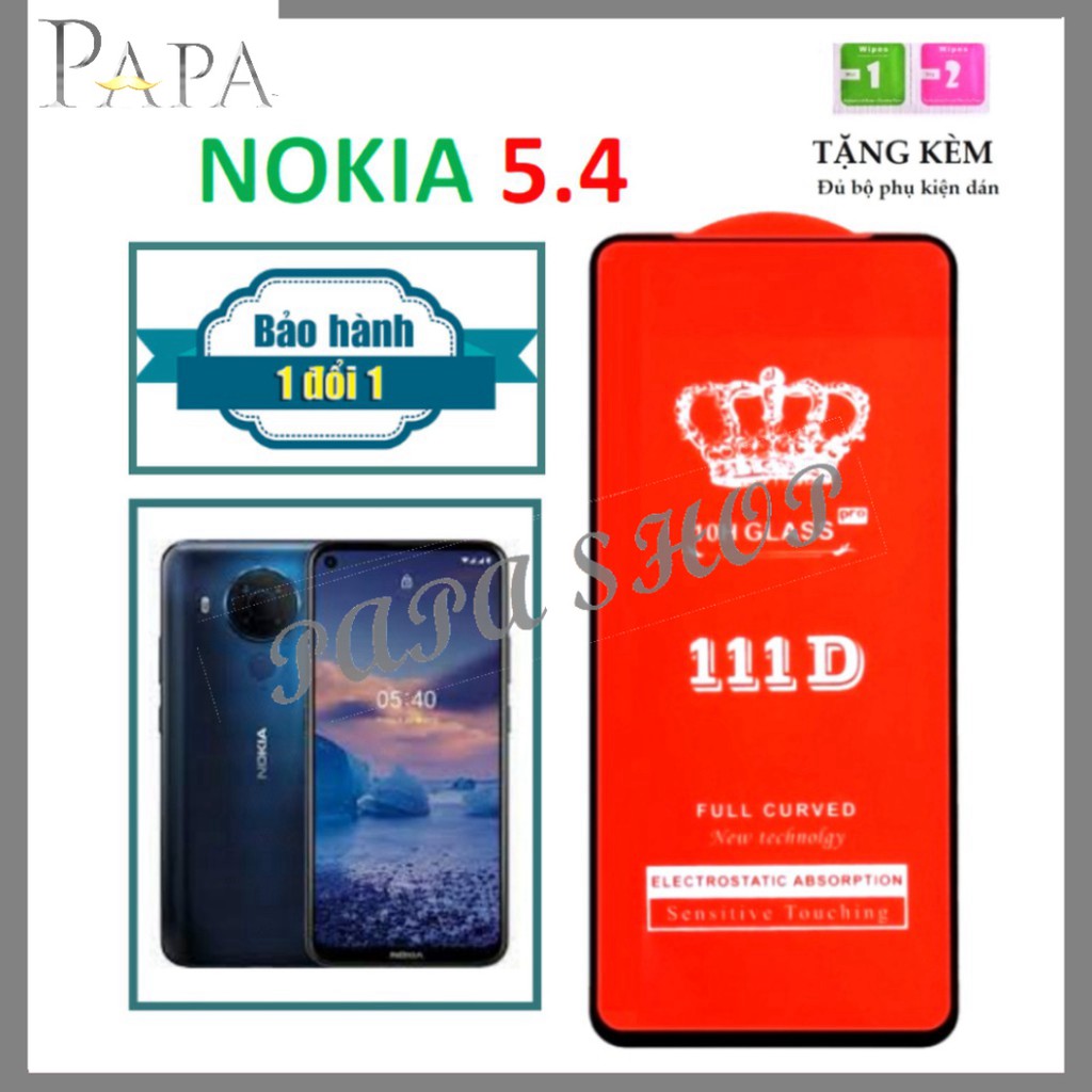 🌟SALE KHỦNG🌟 Kính Cường Lực Nokia 5.4 - Full màn hình 111D và trong suốt - Độ cứng 10H - Độ trong suốt cực cao.