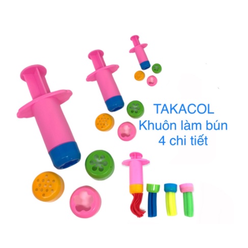 Bộ ống làm bún spaghetti cuộn kem chơi bột nặn đất nặn an toàn Takacol nhiều chi tiết - Đồ chơi trẻ em an toàn