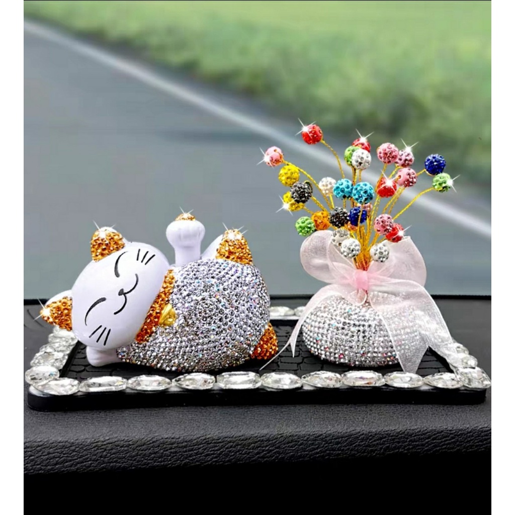 Mèo Thần Tài Vẫy Tay Trang Trí ô tô