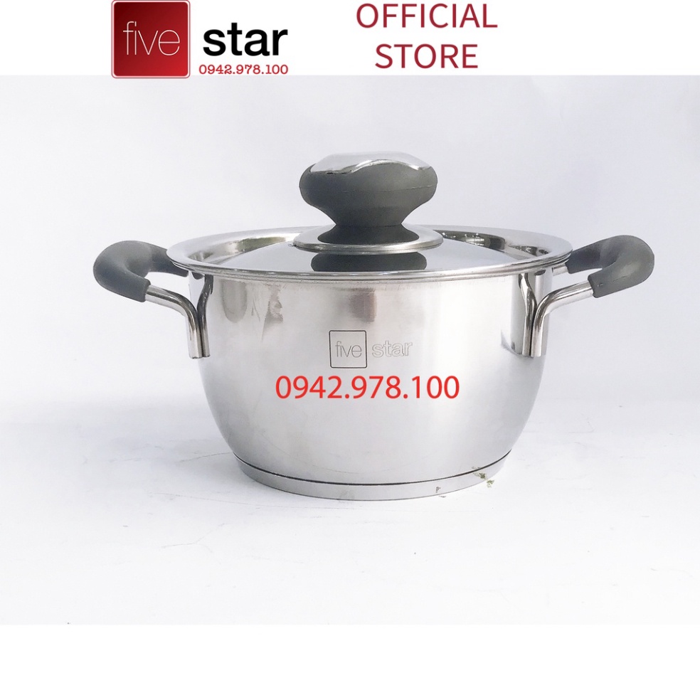 Bộ nồi inox 430 cao cấp Fivestar Standard 3 chiếc nắp inox 3 đáy bếp từ quai silicon chống nóng , tặng 5 muỗng ăn