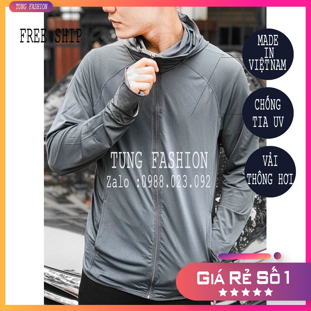 Áo Chống Nắng Màu Ghi Tối Cho Nam | Chất Liệu Vải Thông Hơi Siêu Mát Cho Mùa Hè 2021