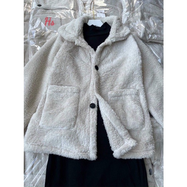 Sét váy len xẻ sau +áo khoác lông HS