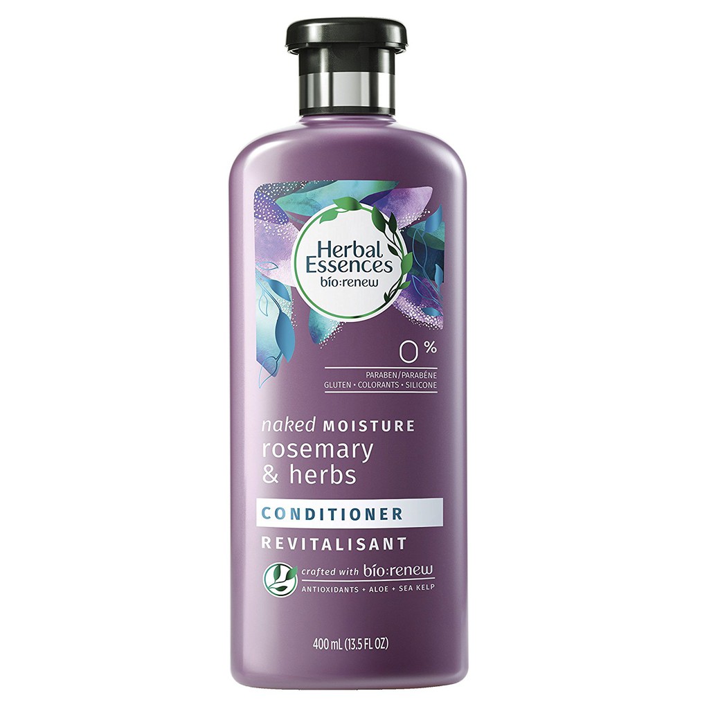 Dầu xả thiên nhiên dưỡng ẩm tóc Herbal Essences Biorenew Rosemary &amp; Herbs Naked Moisture Conditioner 400ml (Mỹ)