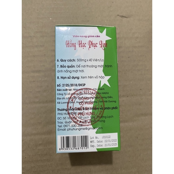 viên nang giảm cân Hồng hạc phục linh chứa Collagen Lá sen trà xanh - hàng chính hãng - giảm cân an toàn hiệu quả