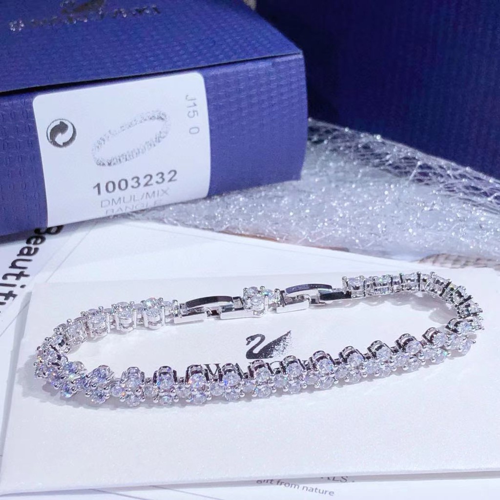 [ready Stock new luxury lady tính khí pha lê la mã đầy trái tim-shaped bracelet nữ