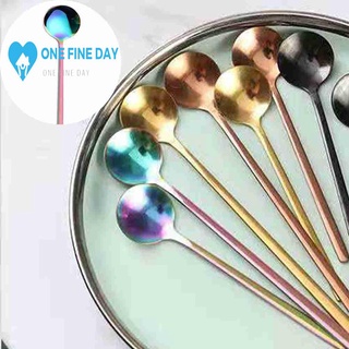 Stainless Steel Small Round Spoon Spoon Frosted Handle Household Food Spoon Coffee Spoon X6L1