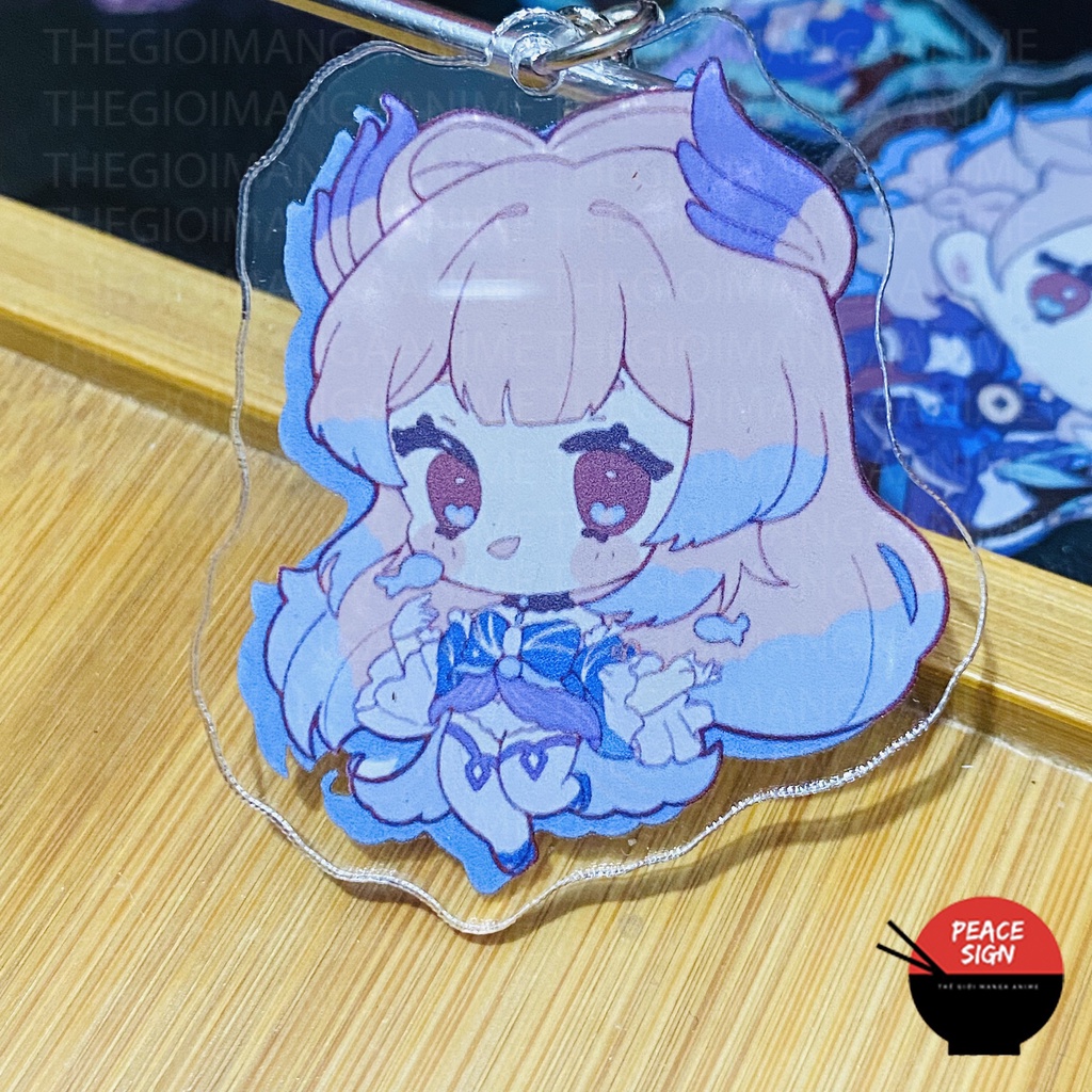 ( Mica trong acrylic ) Móc khóa in hình GENSHIN IMPACT ver MẮT BIẾC anime chibi game