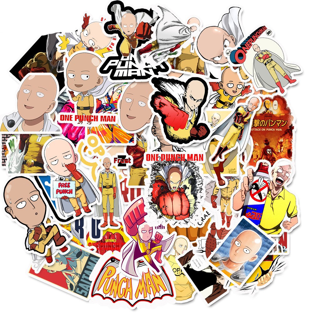 49 STICKER ONE PUNCH MAN SAITAMA DÁN MŨ BẢO HIỂM, LAPTOP, VALI, TỦ, BÀN HỌC, XE MÁY