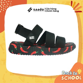 [CHÍNH HÃNG] SANDAL SAADO | SC01 – Yezi Black Chili – Màu Đen Đỏ Họa Tiết Ớt | Giày Sandal Nam Nữ Cao Cấp