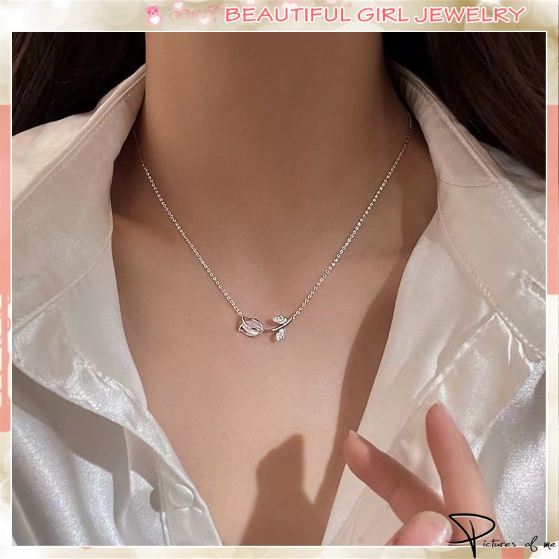 Vòng cổ Mặt Hoa Tulip Đính Pha Lê Sang Trọng Thời Trang 2022