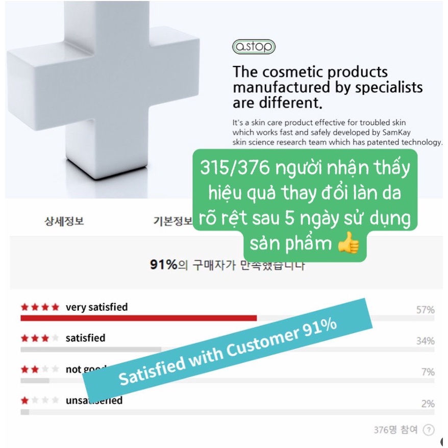 (DATE 10/23) [Tinh chất da mụn chứa BHA + AHA] Huyết thanh thay đổi làn da mụn trong 5 ngày A.Stop Clear Serum (Hàn)