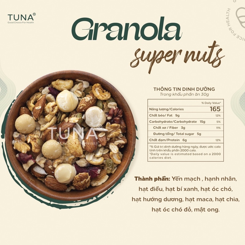 Granola KHÔNG NHO ăn kiêng tăng cơ giảm mỡ không đường