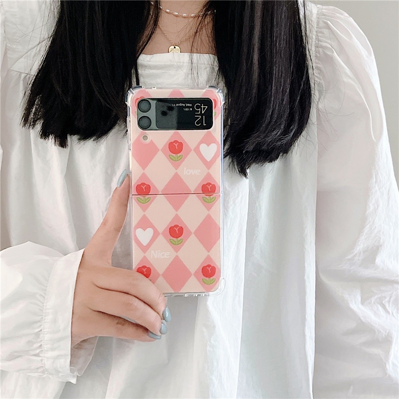 Ốp Điện Thoại Nhám Chống Sốc In Hình Hoa Tulip Dễ Thương Cho Samsung Galaxy Z Flip 3 5G Z Flip 3 Zflip3 Z Flip3