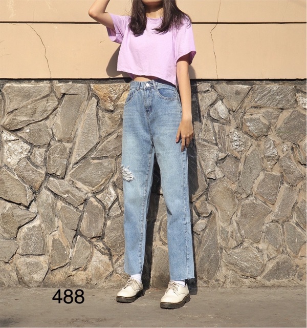 Quần baggy jean rách kiểu cơ bản mã ZZ488, hình thật hai ảnh cuối