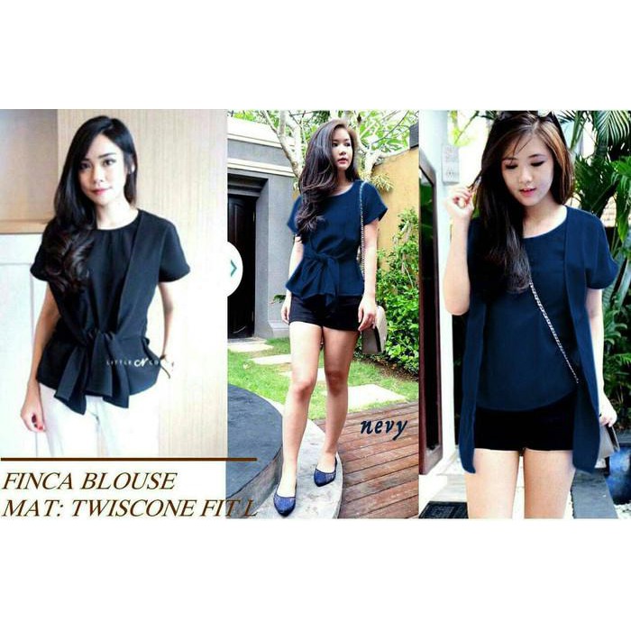 Áo BLOUSE Màu Xanh NAVY FINCA RO Cho Nữ