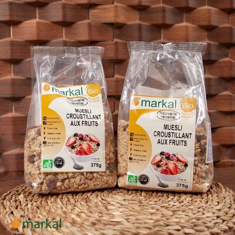 Ngũ cốc giòn trái cây Muesli Crunchy Markal 375g