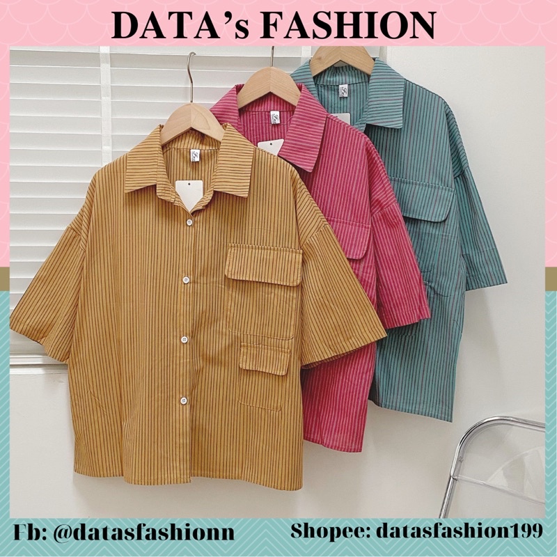 ÁO SƠ MI KẺ DÁNG NGẮN TÚI HỘP VINTAGE