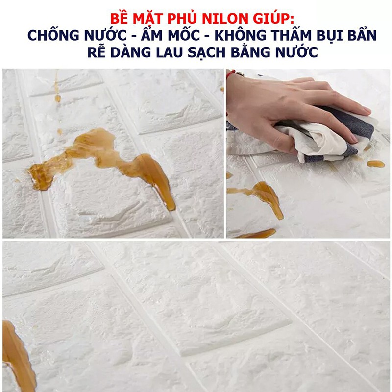 Combo 50 Miếng Xốp Dán Tường Giả Gạch 💖Hàng Đẹp💖 Xốp Dán Khổ lớn 70x77cm cách âm cách nhiệt Độ bền 5 năm