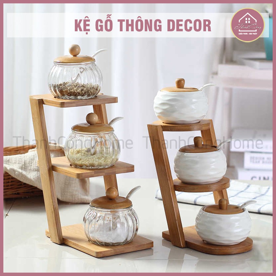 Kệ Gỗ MINI Để Chai Lọ Gia Vị, Kệ Để Sen Đá