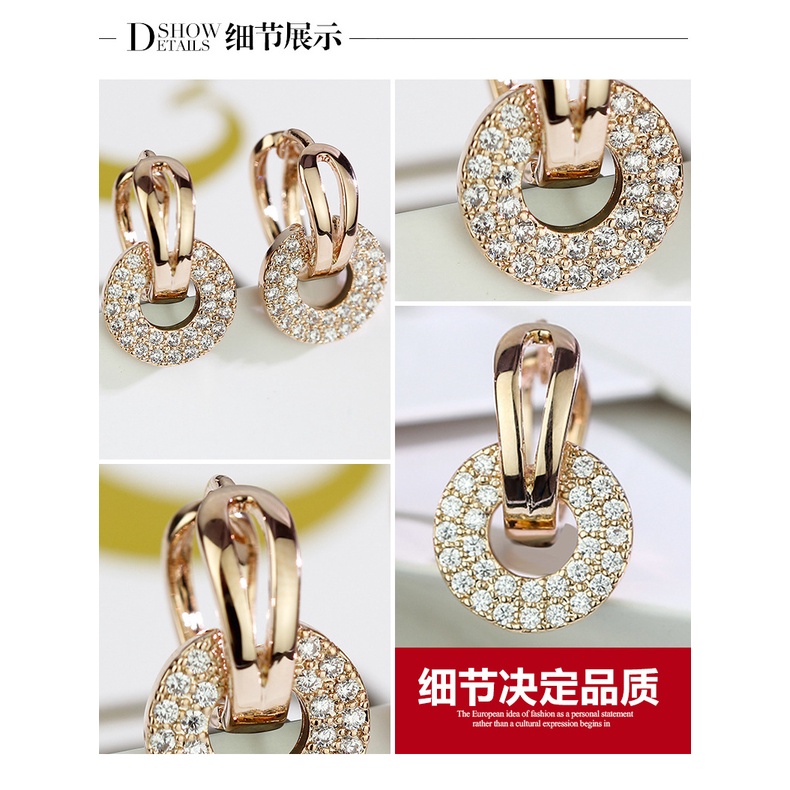 Đôi Khuyên Tai Tròn Nhỏ Đính Đá Thời Trang Cho Nữ