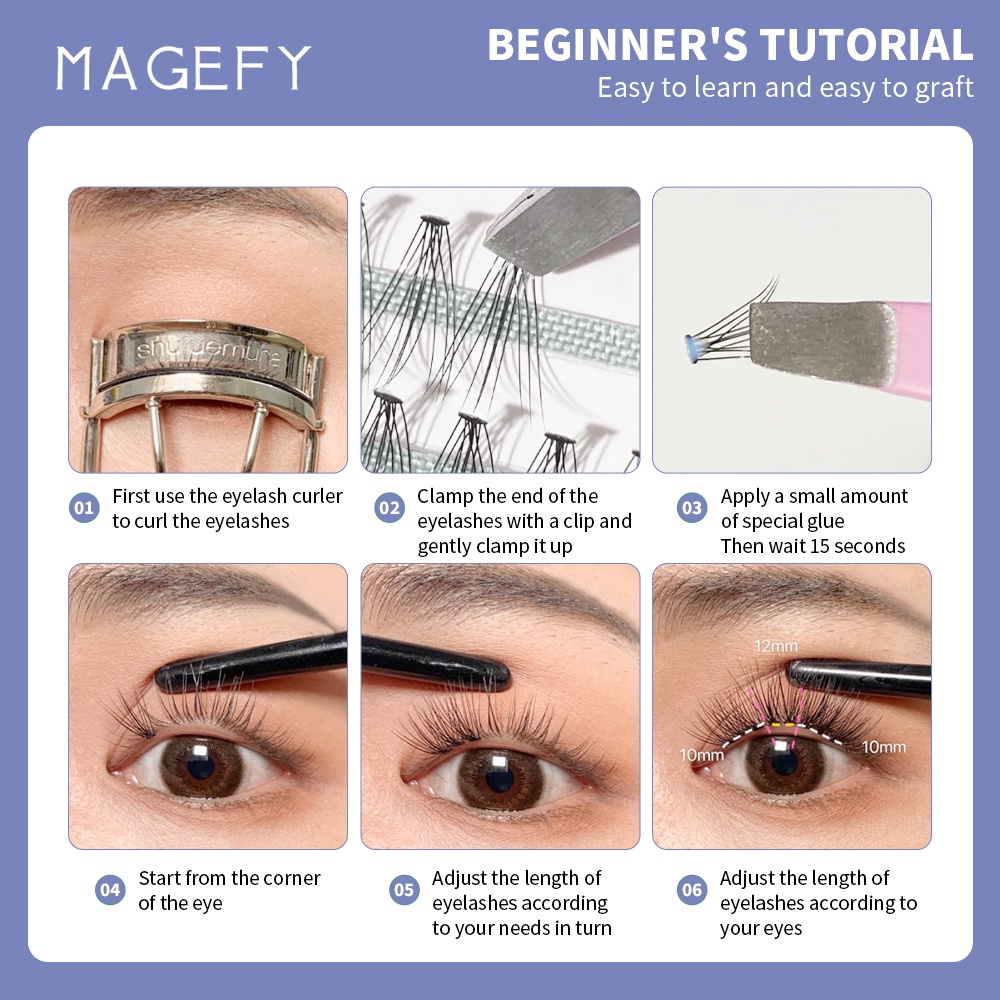 Set 20 Lông Mi Giả Bằng Sợi Tổng Hợp Nhẹ Nhàng Tự Nhiên MAGEFY 63