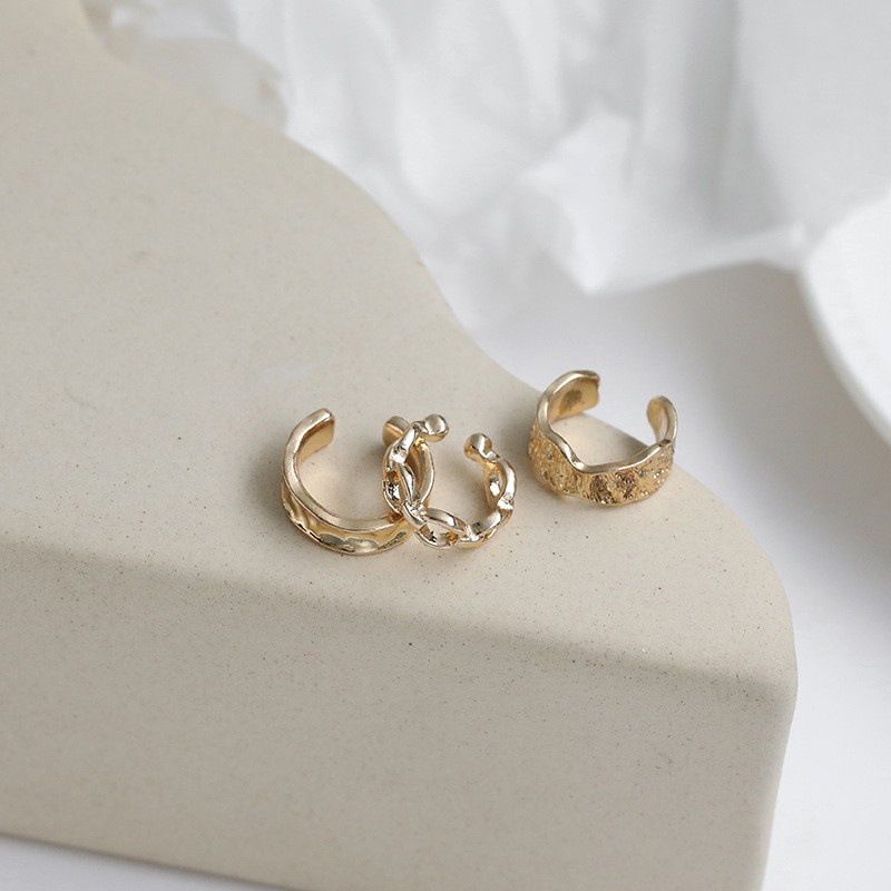 Set khuyên kẹp vành tai kim loại thiết kế đơn giản cá tính hợp thời trang không cần xỏ lỗ