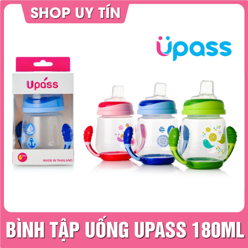 Cốc tập uống nước Upass Thái Lan (dung tích 180ml) đầu silicon mềm - bình nước cho bé 6 tháng tuổi