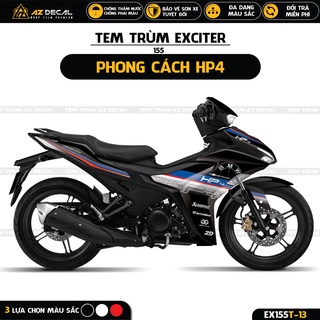 Tem xe exciter 155 mẫu hp4 đẹp | ex155t-13 | decal dán xe ex 155 cao cấp màu đen, trắng, đỏ