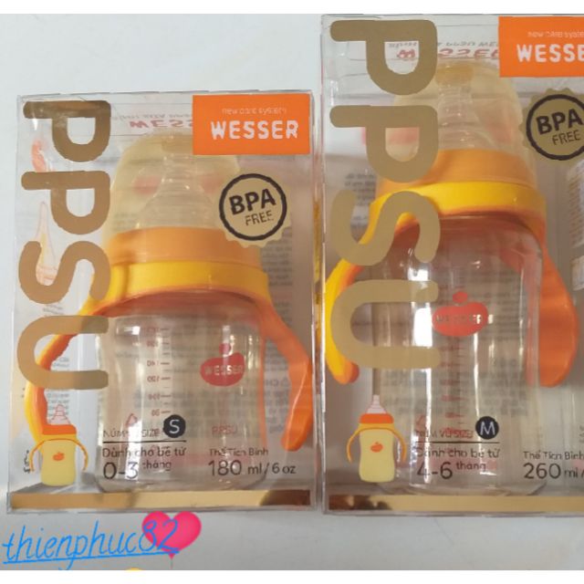 Bình sữa wesser ppsu 180ml/260ml