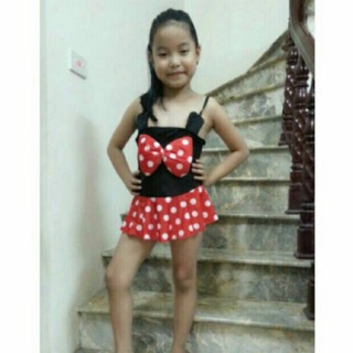 Đồ bơi bé gái liền thân Mickey kèm mũ TE09