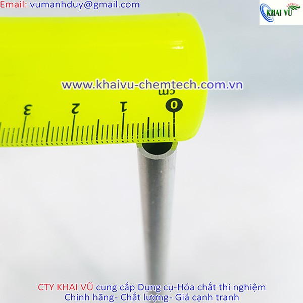 1 cái Ống dẫn hóa chất chất lỏng (ống mao dẫn) bằng INOX dày 1mm dài 25cm phi trong 0.6cm phi ngoài 0.8cm