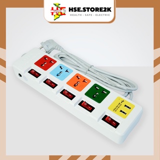 Ổ cắm điện honjianda đa năng an toàn hjd-at0655b-2u - 3 mét dây