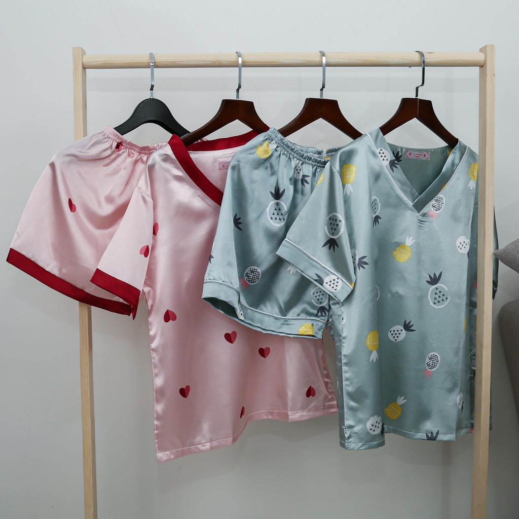 Đồ mặc nhà lụa ngắn - BunBun Homewear - Set LN09 | BigBuy360 - bigbuy360.vn