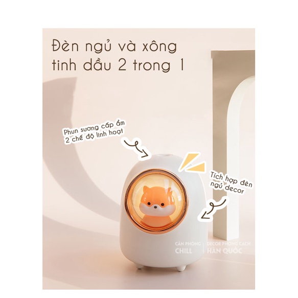 Đèn xông tinh dầu có đèn ngủ phong cách Hàn Quốc - Căn Phòng Chill