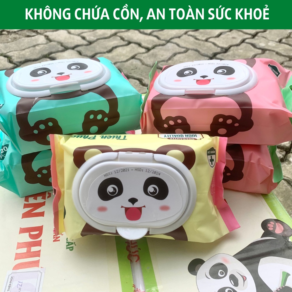 BÁN LẺ 1 Gói 120 Tờ Khăn Ướt Gấu Trúc An Toàn Cho Bé