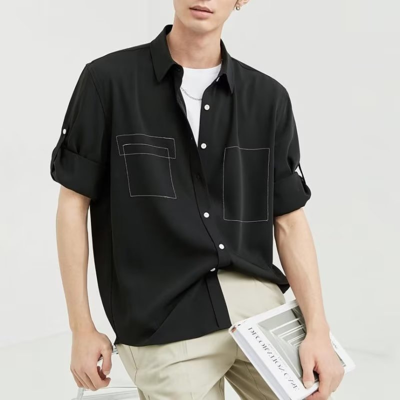 Áo Sơ Mi Mỏng Tay Ngắn Dáng Rộng Thời Trang Cho Nam Giới Có 4 Màu Size M-2XL