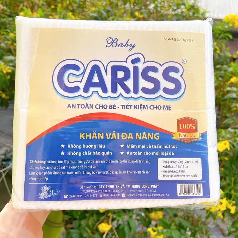 Khăn vải khô đa năng Baby Cariss 500 tờ/túi