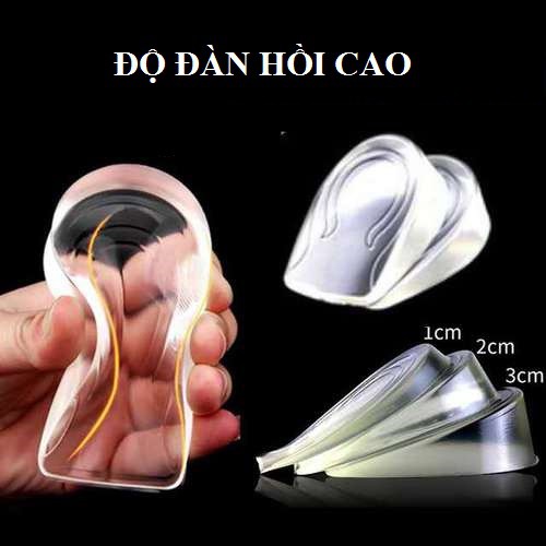 [Có sẵn] Miếng lót độn đế giày tăng chiều cao silicon trong suốt tăng từ 1cm, 2m đến 3cm, rất bền – PK18