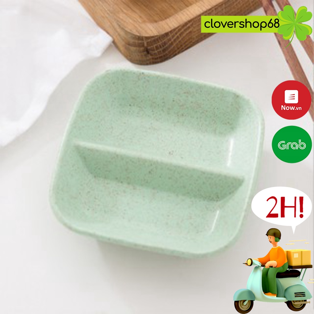 Đĩa đựng gia vị lúa mạch 2 ngăn  Clovershop68