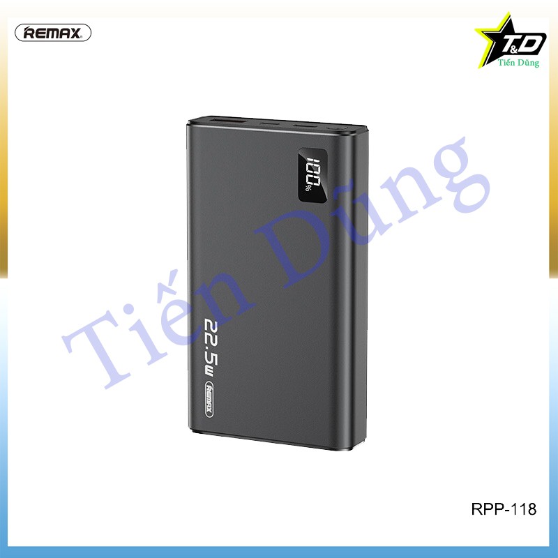 Pin sạc dự phòng remax RPP 118 sạc nhanh 22,5W dung lượng 10.000mAh đèn hiển thị pin