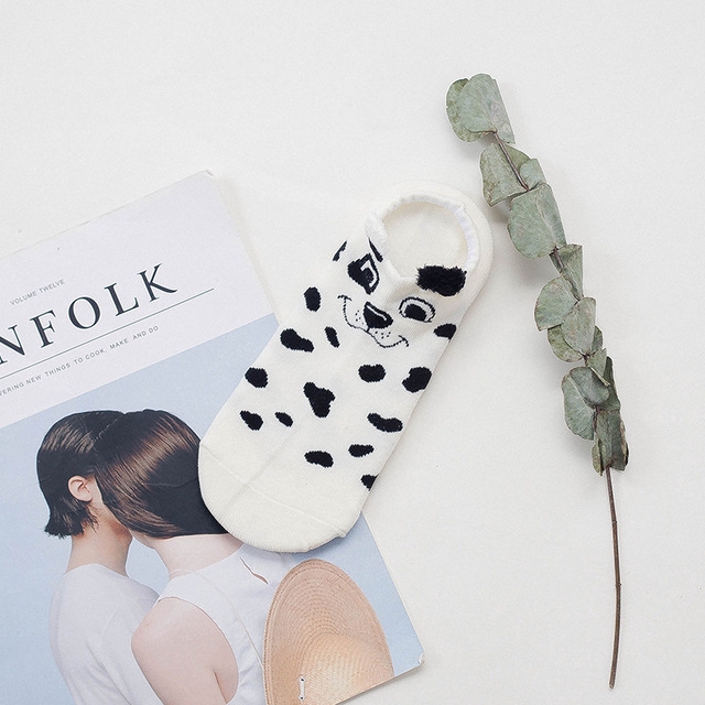 Đôi tất mắt cá chân cổ thấp cotton ấm áp mềm mại cho nữ họa tiết động vật hoạt hình đáng yêu phong cách Harajuku