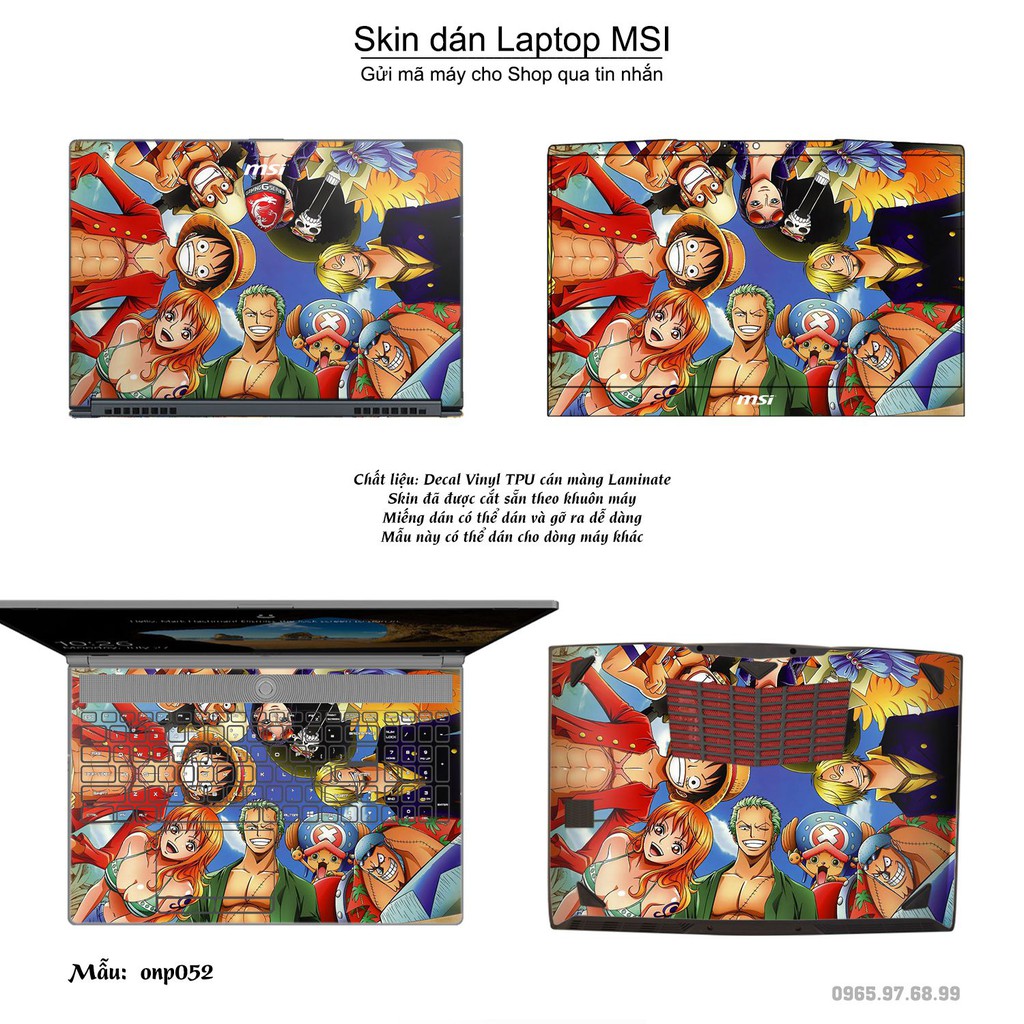 Skin dán Laptop MSI in hình Vua hải tặc (inbox mã máy cho Shop)