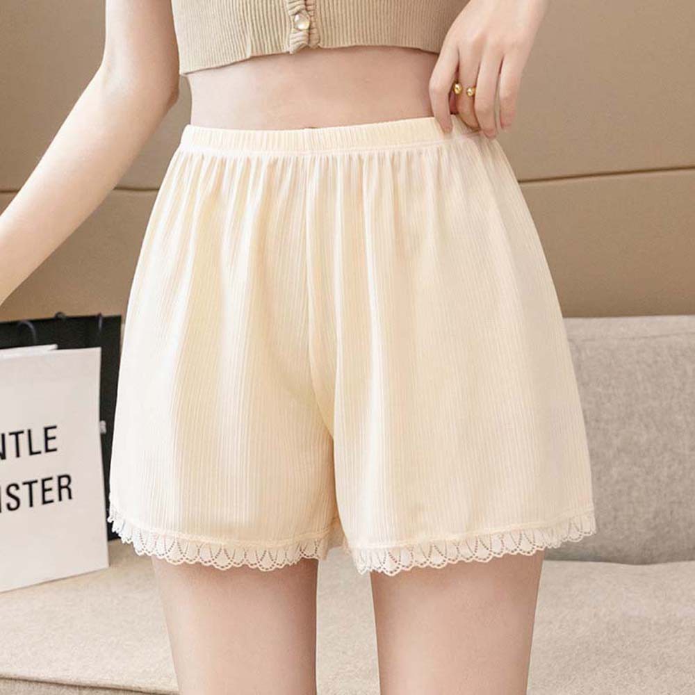 Quần Lót Boxer Vải Lụa Lạnh Mỏng Phối Ren Màu Sắc Ngọt Ngào Thoáng Khí Chống Cháy Nổ An Toàn Cho Nữ | BigBuy360 - bigbuy360.vn