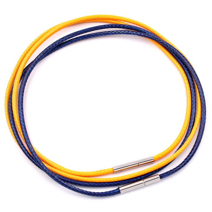 Combo 2 dây vòng cổ cao su xanh dương - vàng móc inox DCSXDV1 - Dây dù bọc cao su