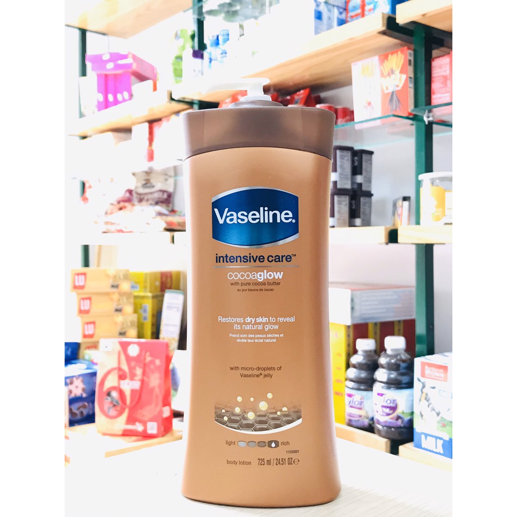Sữa dưỡng thể Vaseline Intensive Care Cocoa glow 725ml
