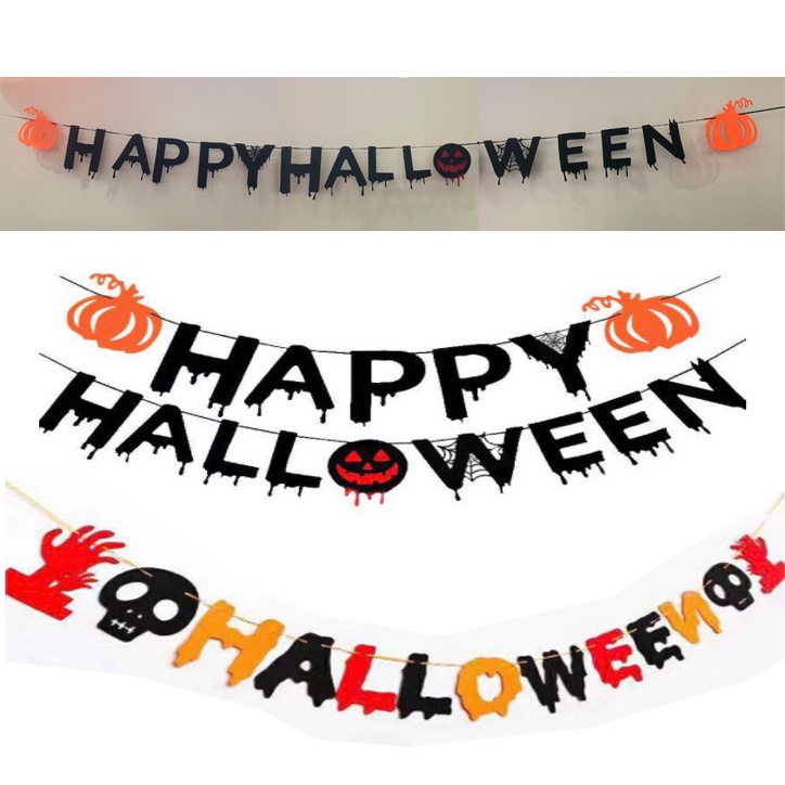 Dây chữ Happy Halloween bằng vải dạ trang trí lễ hội hóa trang Halloween (2 mẫu)