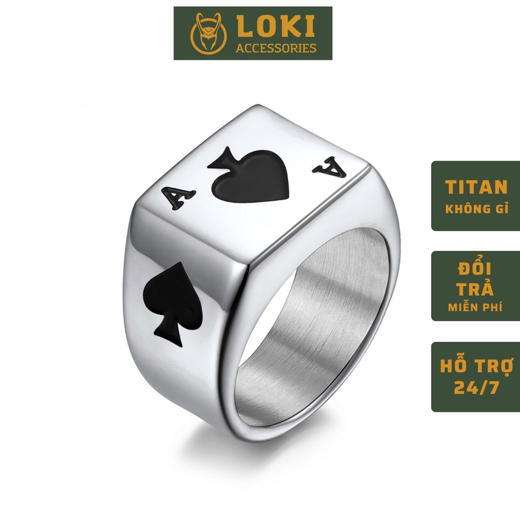Nhẫn nam nữ tròn Loki Accessories màu bạc thời trang chất Titan đẹp đơn giản không gỉ - Nhẫn A Ring