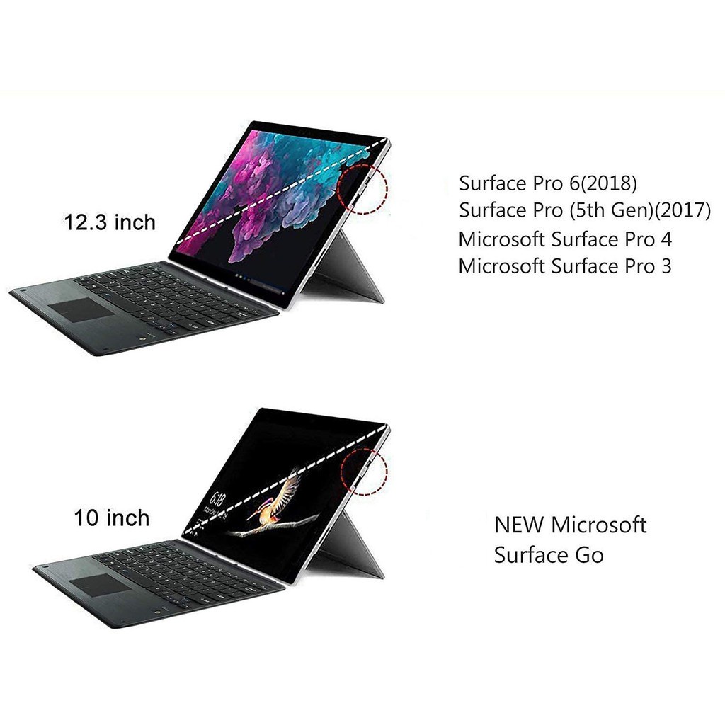 Bàn Phím bluetooth Cho microsoft surface go 2 3 4 pro 7 / 6 / 5 / 4 / 3 Có Màn Hình Cảm Ứng Và Pin Sạc